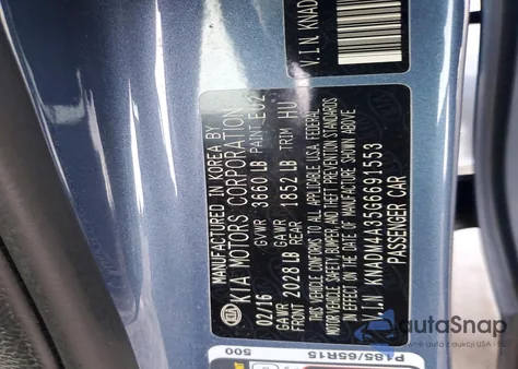 2016 Kia Rio Lx z USA, uszkodzony, nr VIN KNADM4A35G6691553